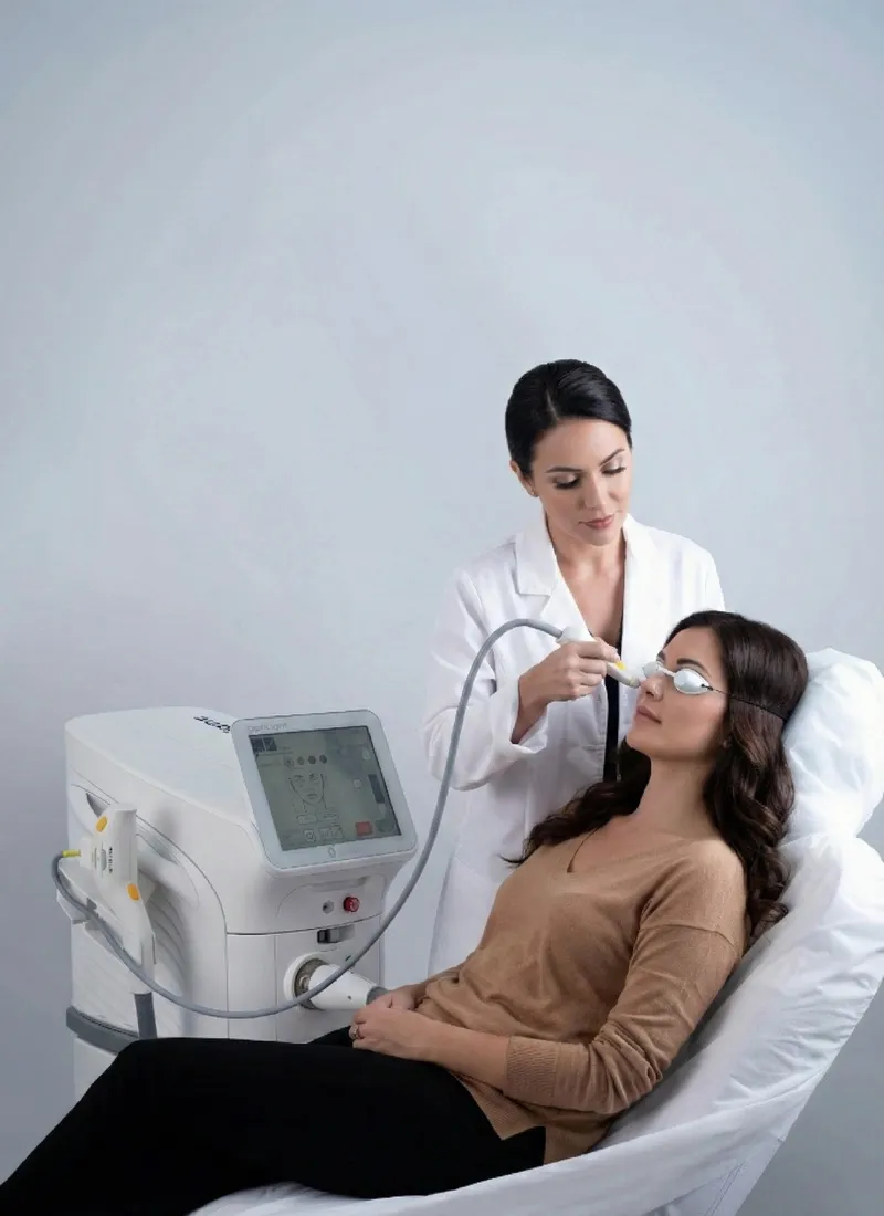 Dr. Kian Patel performing Lumenis OptiLight IPL treatment for dry eye in Newton MA office