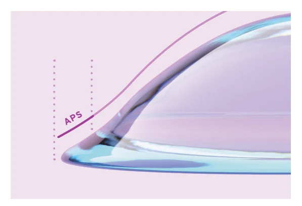 Profile view of a scleral lens vaulting over the cornea
